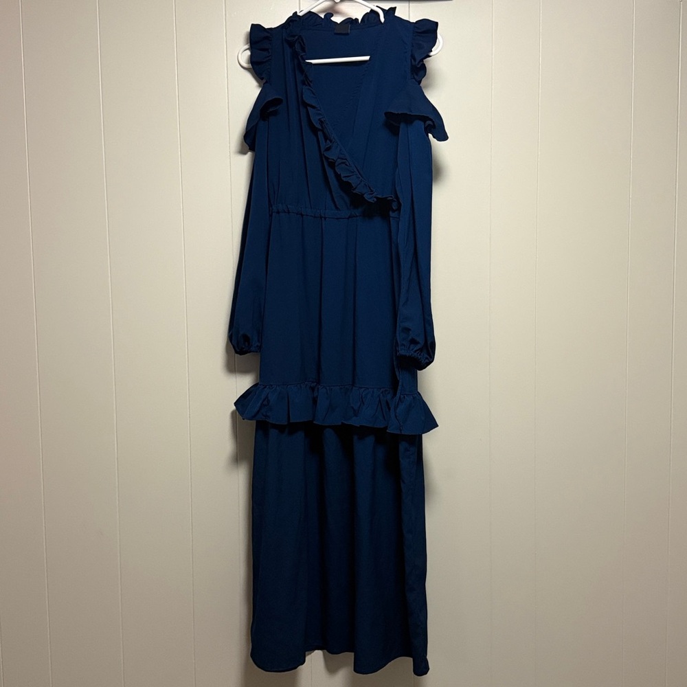 Pinko Navy Blue Ruffle Dress